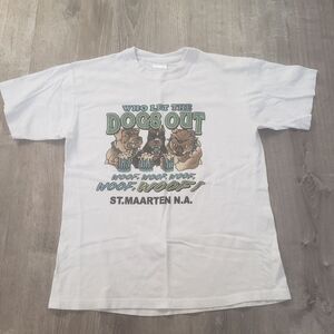 Vintage Y2K Who Let The Dogs Out T Shirt St Maarten St Martin Caribbean Size XL‎
